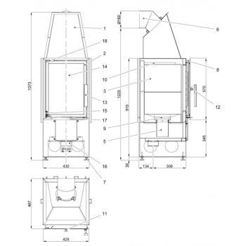 Haas & Sohn Kaminbausatz ROMA-II Steinsims Ruivina, Kamineinsatz ESPRIT-IV 185.16 schwarz 0601850120000